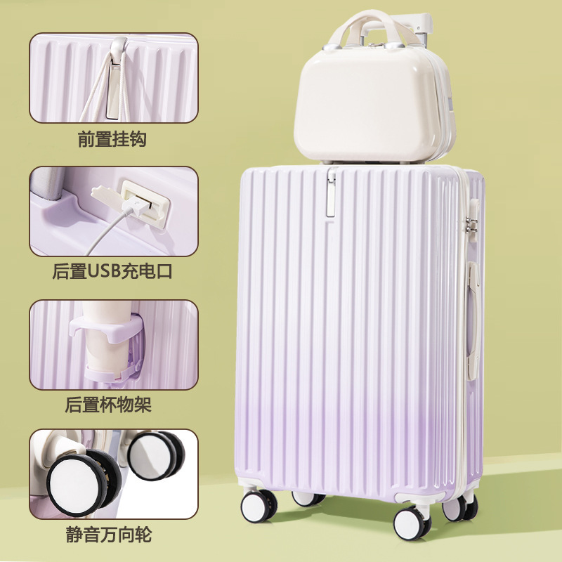 Mujeres japonesas de moda, color gradiente, maleta fresca, 28 maletas de viaje de contraseña de estudiantes