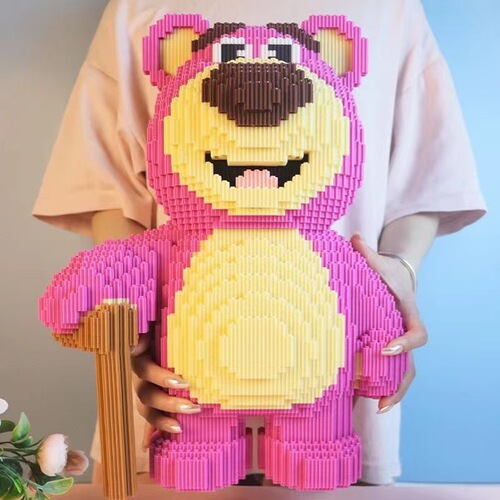 ChaoLeSen Toys Strawberry Bear Building Blocks Girl Series High Difficulty Assembly Huge Floor Stand Decor Puzzle