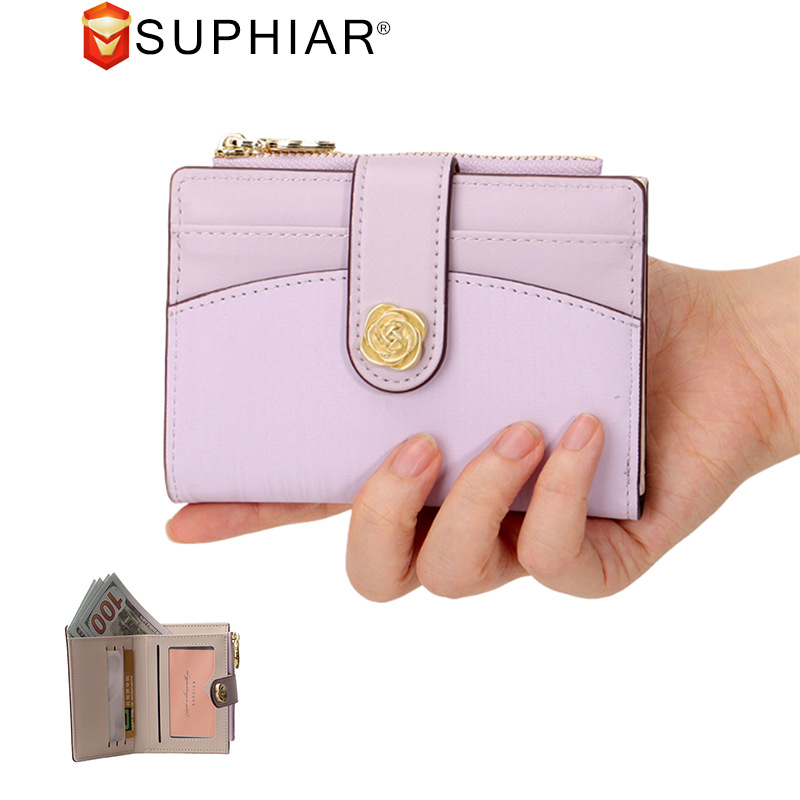 Nuevos productos transfronterizos Bolso de tarjeta de mujer corto suave japonés Cartera de múltiples tarjetas Monedero de color caramelo Cartera de estudiante