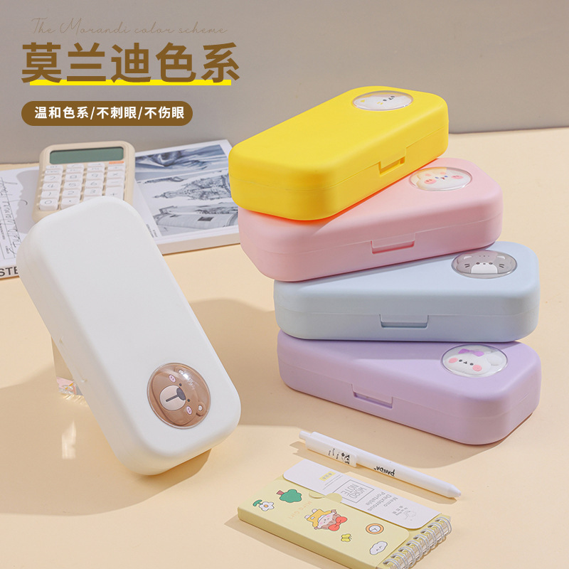 large capacity pencil case boy little girl gift morandi color pencil box simple multifunctional stationery box