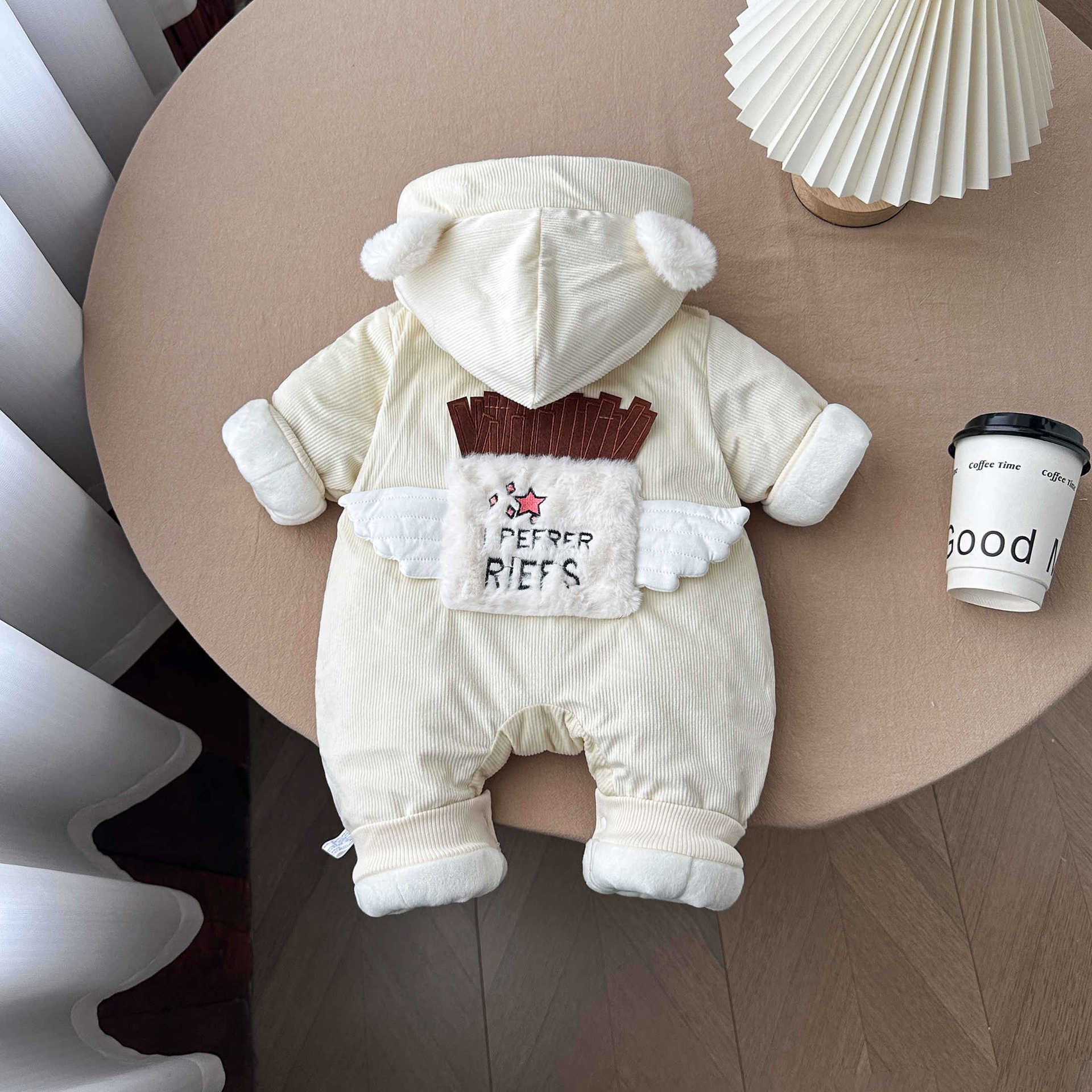 Ropa de una pieza de otoño e invierno para bebés recién nacidos, ropa de salida para bebés, chaqueta de ala, chaqueta acolchada de algodón, traje de lana de invierno