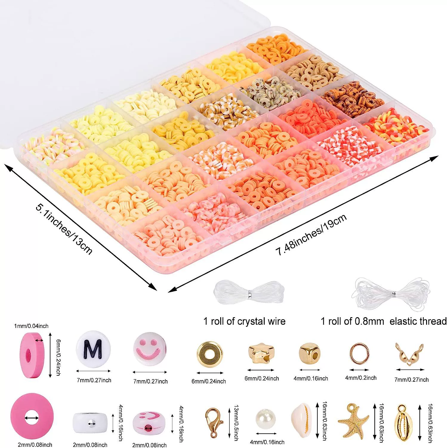 Multicoloured ceramics, fashionable clay, bracelet handmade, necklace, jewelry, set, 144 colors