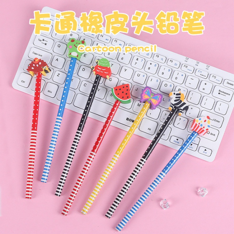 보라색 지우개 연필