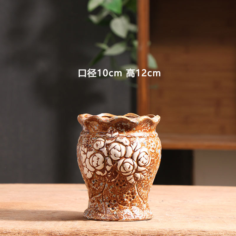 Nuevo producto pila antigua maceta de carne cerámica precio especial balcón doméstico arcilla de cerámica cerámica pequeña olla de cerámica especial liquidación al por mayor