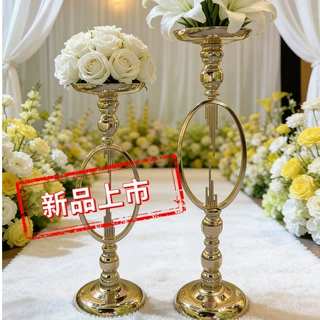 婚庆道具金色铁艺婚礼现场布置花器酒店橱窗装饰摆件家居花瓶