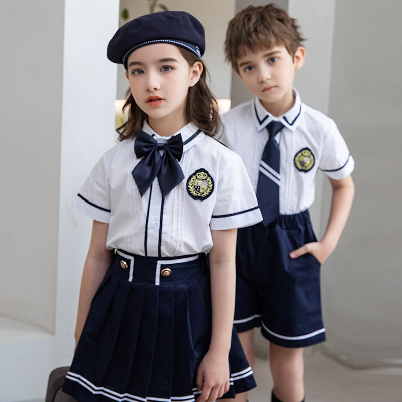 六一幼兒園園服夏裝合唱服套裝英倫風表演服小學生校服畢業拍照服