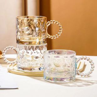 创意珍珠把手杯大容量玻璃杯锤纹玻璃水杯伴手礼杯子礼品工厂批发-阿里巴巴