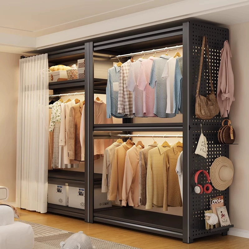 Бытовая вешалка для одежды, напольная многослойная открытая вешалка для одежды, простой шкаф для аренды спальни, многофункциональная вешалка для одежды