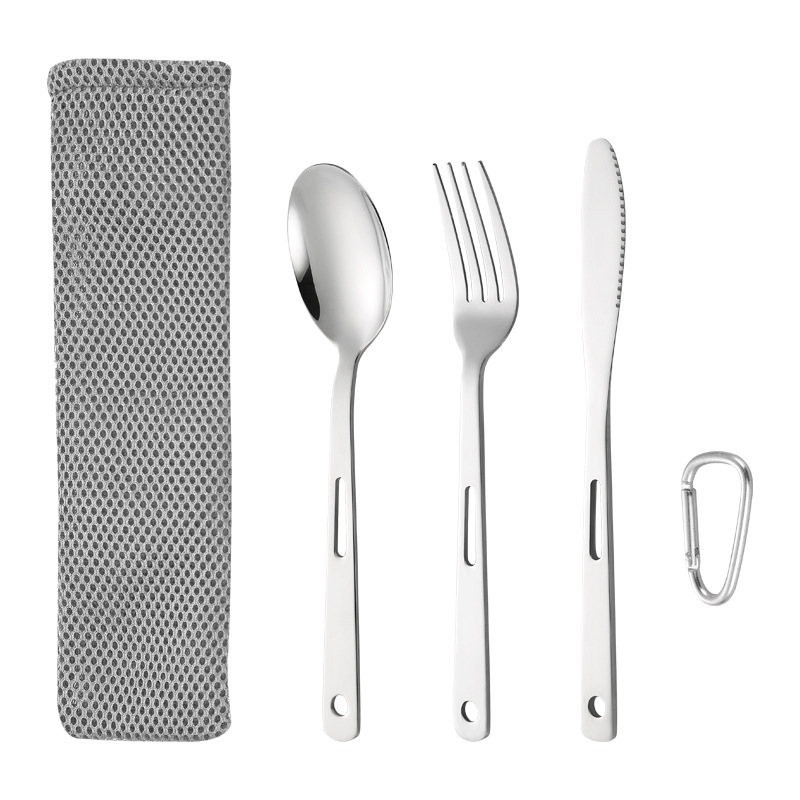 屋外キャンプステンレス鋼ポータブル食器旅行ピクニックナイフフォークスプーンセットクリエイティブ学生バッグカトラリーセット|undefined