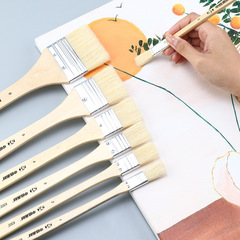 Zhongsheng Painting Materials Hog Hair Long Handle Brush Oil Paint Brush Panel Brush Squeegee Wood Handle Gouache Brush Hog Hair Brush