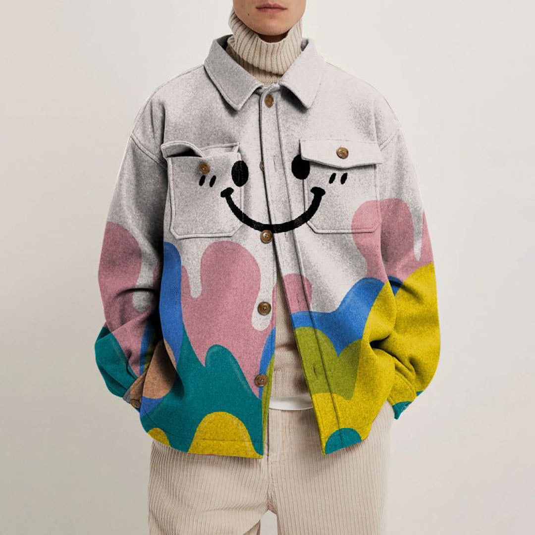 Estación Europea ropa de hombre 2023 estación independiente de otoño Comercio exterior nueva moda impresa chaqueta juvenil abrigo de hombre