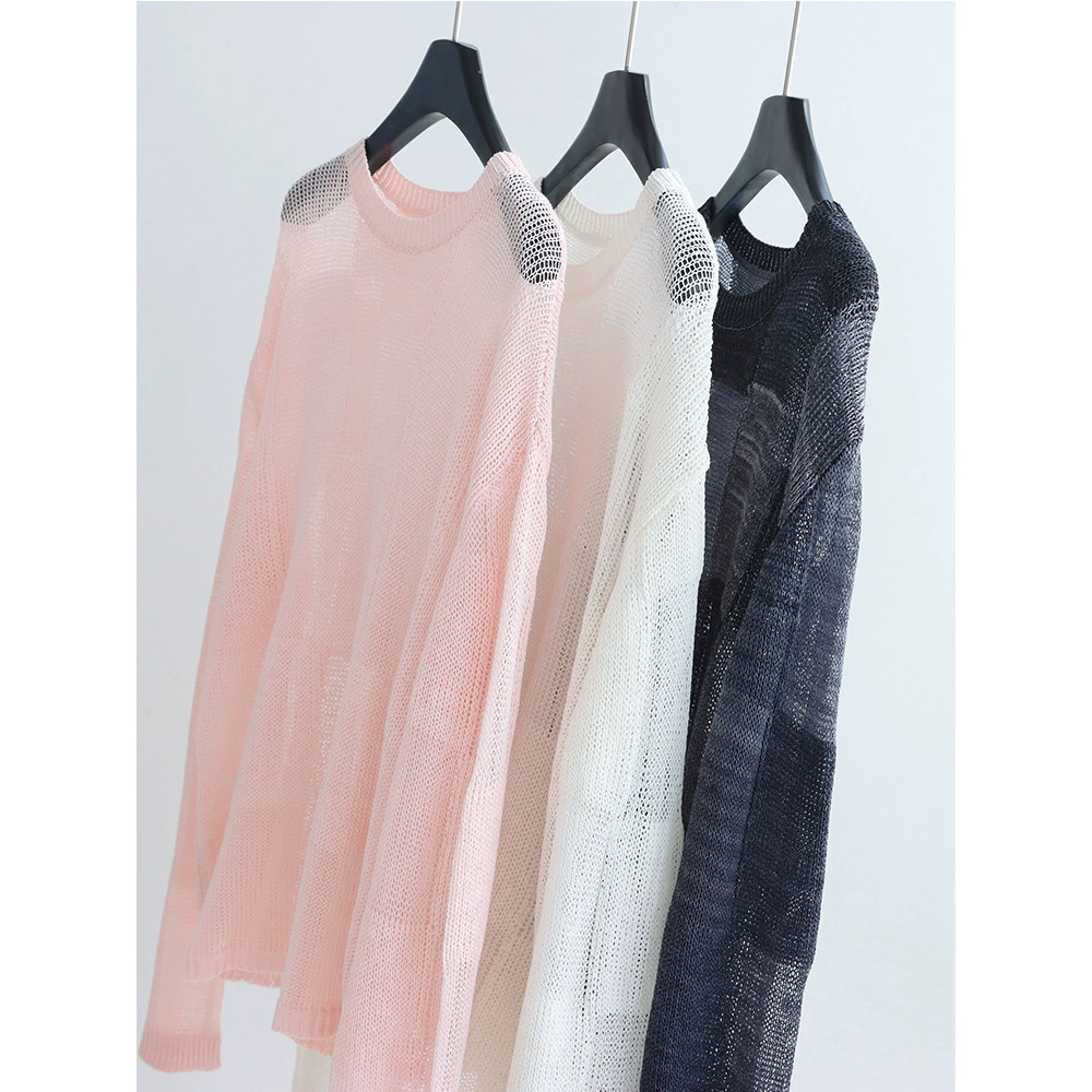 Импортная и бумажная пряжа Полые квадратные блузки весной и летом свободный ленивый свитер тонкий пуловер солнцезащитный топ CHIC