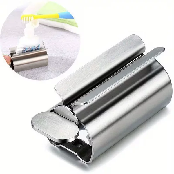 Stainless Steel Toothpaste Dispenser, Lazy Person's Facial Cleanser and Hand Cream Squeezer, Manual Rotating Toothpaste Dispenser, Household Toothpaste Dispenser