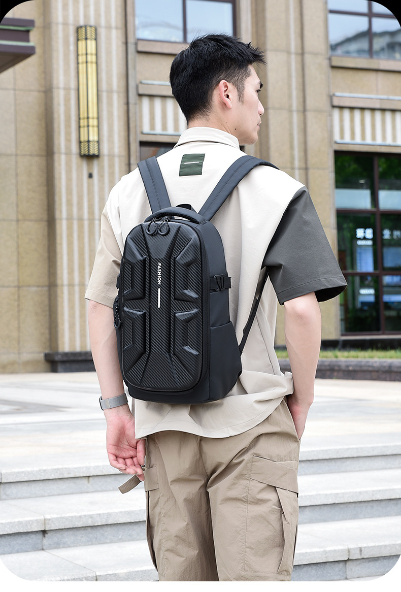 Amazon hardshell motorcycle-style backpack, men's water-resistant business computer bag, student travel large-capacity backpack Specification drawing
