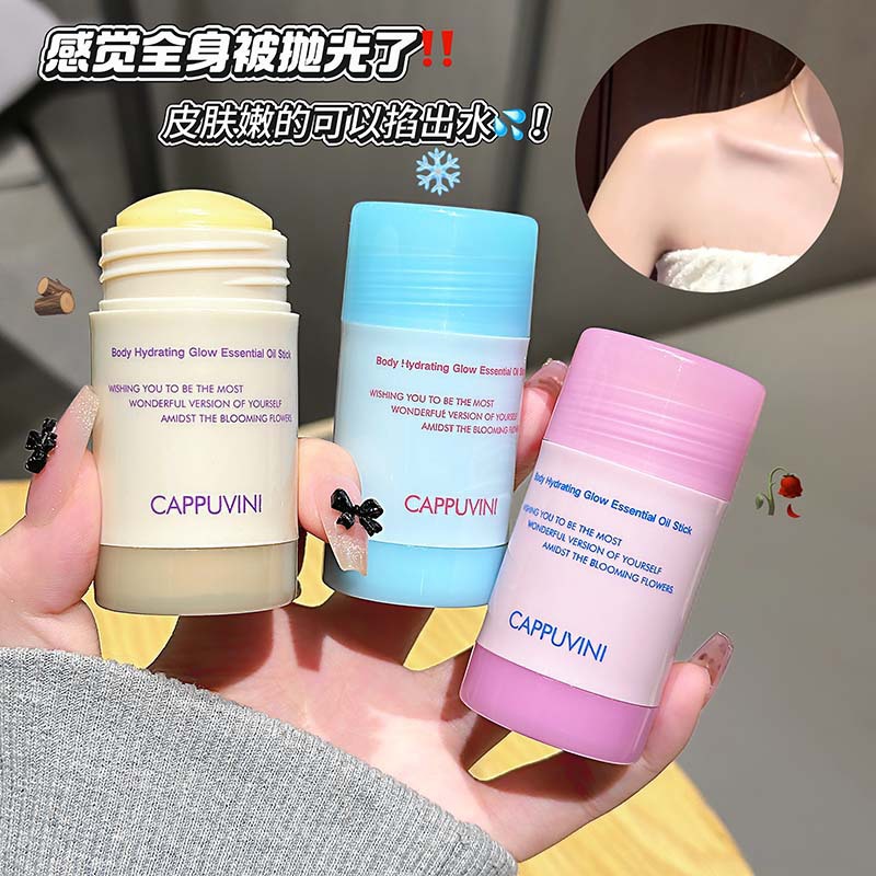 CAPPUVINI Body Water Essential Oil Stick, loción corporal sólida, crema hidratante antiadherente, crema para la piel, crema para la piel