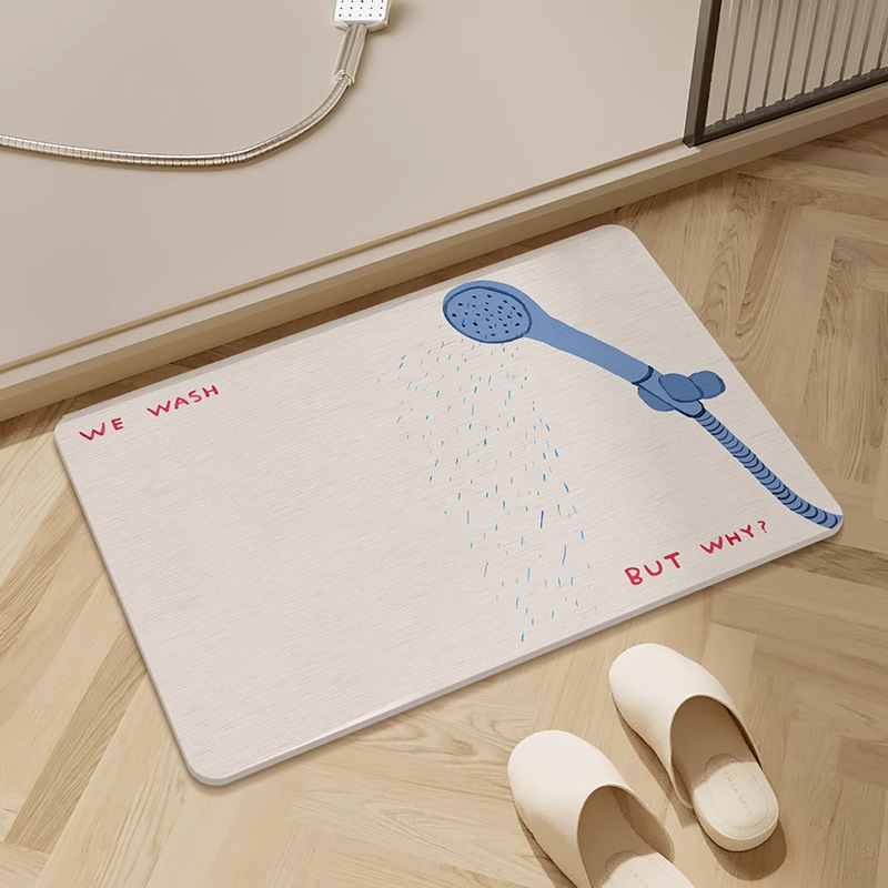 Simple Style Diatom Mud Bathroom Absorbent Floor Mat Bathroom Non-Slip Foot Mat Kitchen Door Mat Dirty-Resistant Door Mat