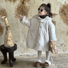 2023冬季新款童装 韩版童装 女童两面穿羊羔毛外套 中长款大衣