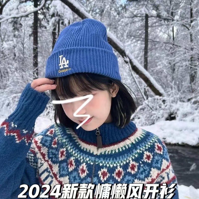 韩国MLB毛线帽秋冬男女同款NY字母刺绣大标保暖针织帽冷帽LA百搭|undefined