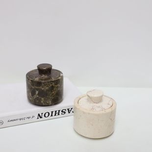 Modern Simple Natural Marble Storage Jar Storage Jar Tea Can Jewelry Box Kitchen Multi-Functional Storage Ornaments