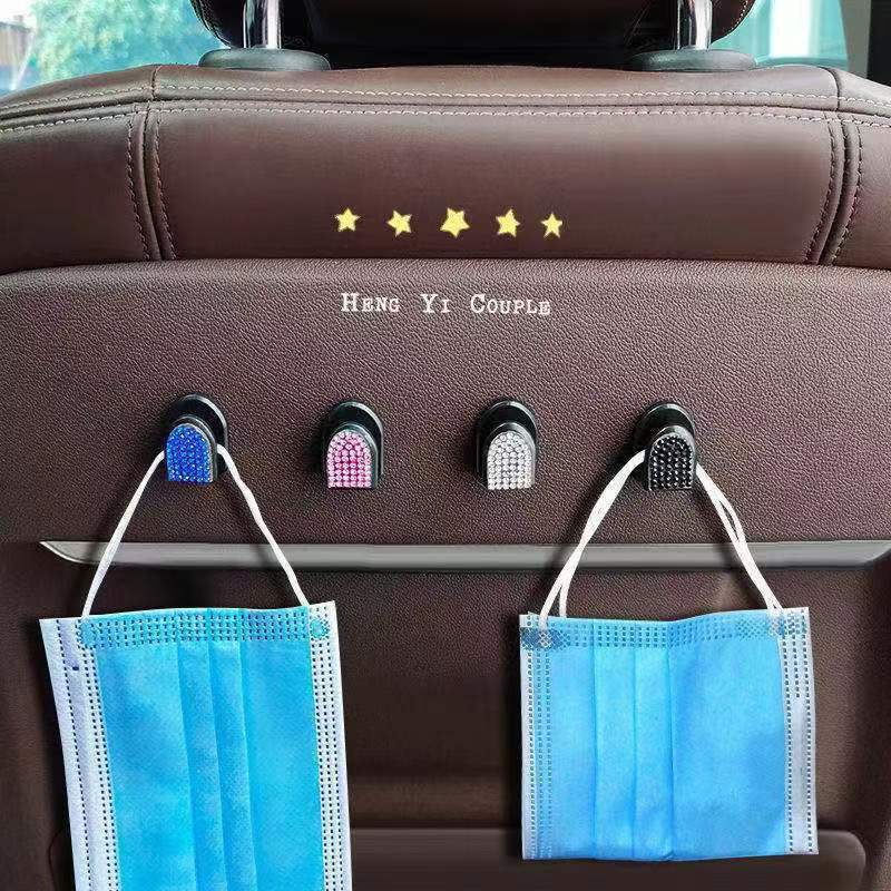 Car sticker rhinestone small hooks front row practical creative cute car multi-functional seat back hooks