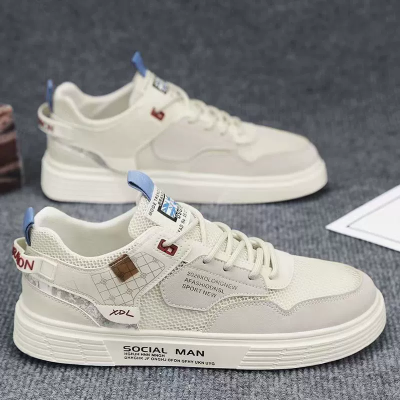 2025 Летняя мужская обувь холст с низким верхом новая сетчатая лапша спортивный досуг маленький белый студент мужской кроссовки дикая модная обувь