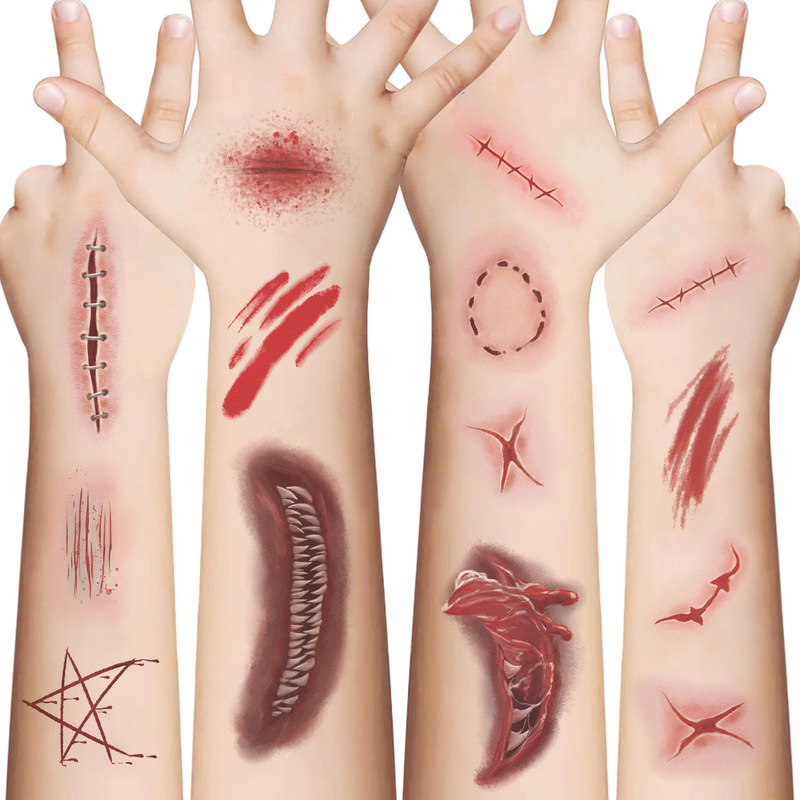 New cross-border Halloween simulation scar makeup tattoo arm face toy fun face stickers can be wholesale New cross-border Halloween simulation scar makeup tattoo arm face toy fun face stickers can be wholesale