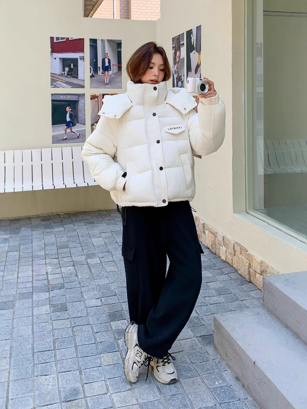 欧货短款羽绒棉服女2025年冬季新款时尚防寒连帽面包服小个子外套|undefined