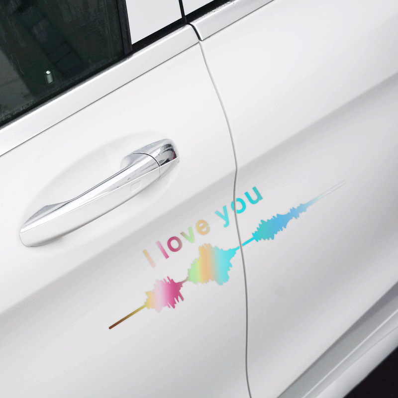 Coche ECG coche pegatinas personalidad creativa diversión te amo sónico diagrama rasguño coche cuerpo pegatinas engranaje trasero pegatinas decorativas image 3