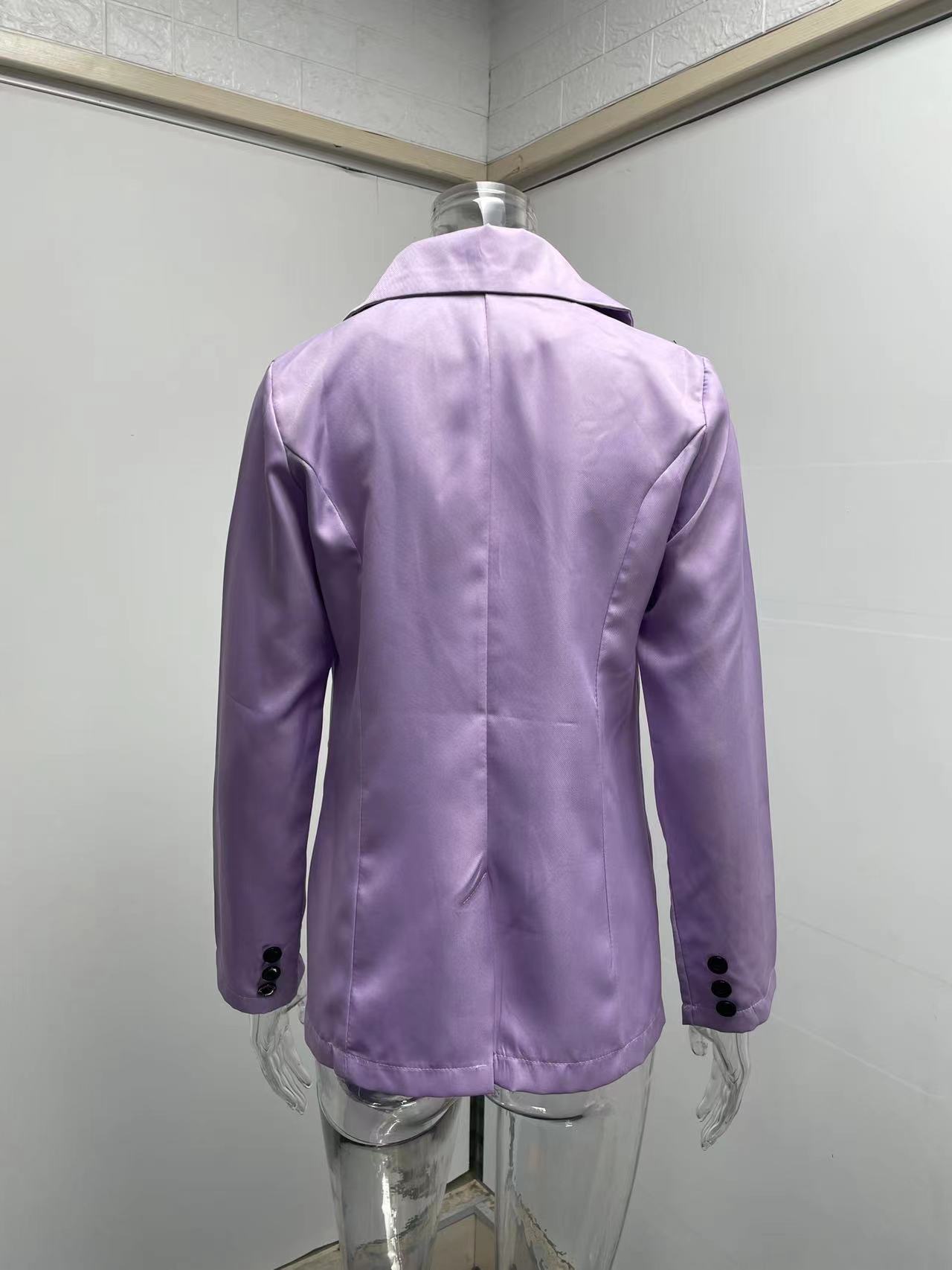 Women's Clothing Long sleeved Solid Color Button Suit Women's Jacket Cardigan_senzul.com