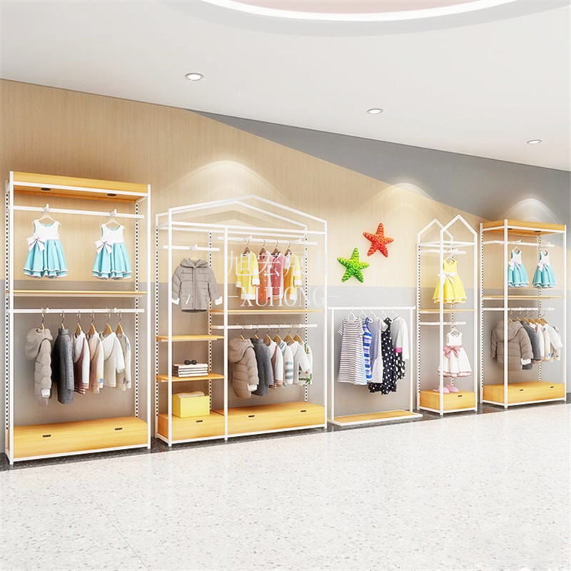 定制母婴用品展示柜 婴幼儿产品服装柜 奶粉超市童装整店货架