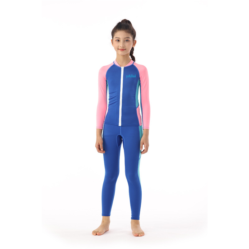 Nuovo costume da sub per bambini, costume da bagno a due pezzi per esterni con protezione solare, costume da bagno a maniche lunghe ad asciugatura rapida per ragazze._voghion.com