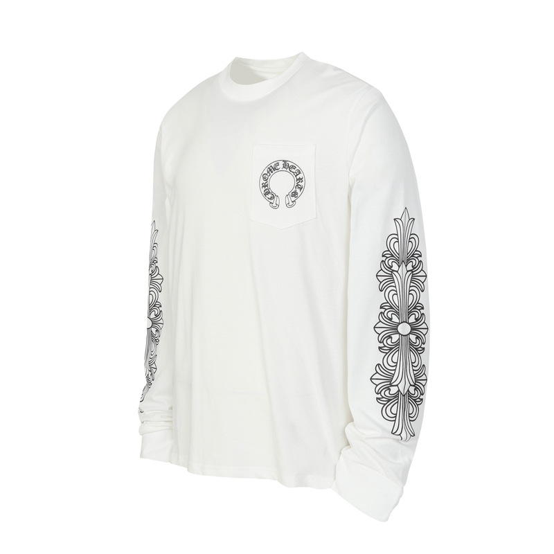 Trendy Brand Correct Version Chrome Hearts 25Ss Scroll Horseshoe Sanskrit Print Popular Long-Sleeved T-Shirt