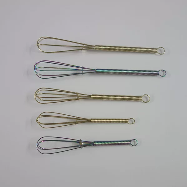 Ready Supply 3-Wire Stainless Steel 304 Titanium-Plated 5-Inch 6inch 7inch Manual Egg Beater Color-Plated Titanium Mixer