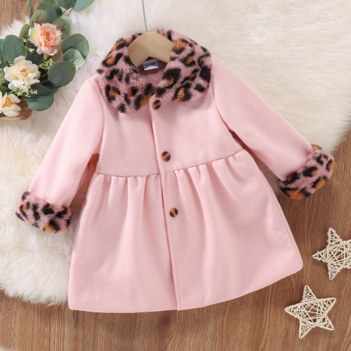 Leopard Print Long-Sleeve Windbreaker Coat for Girls - Versatile Medium-Length Korean Style Casual Fashion