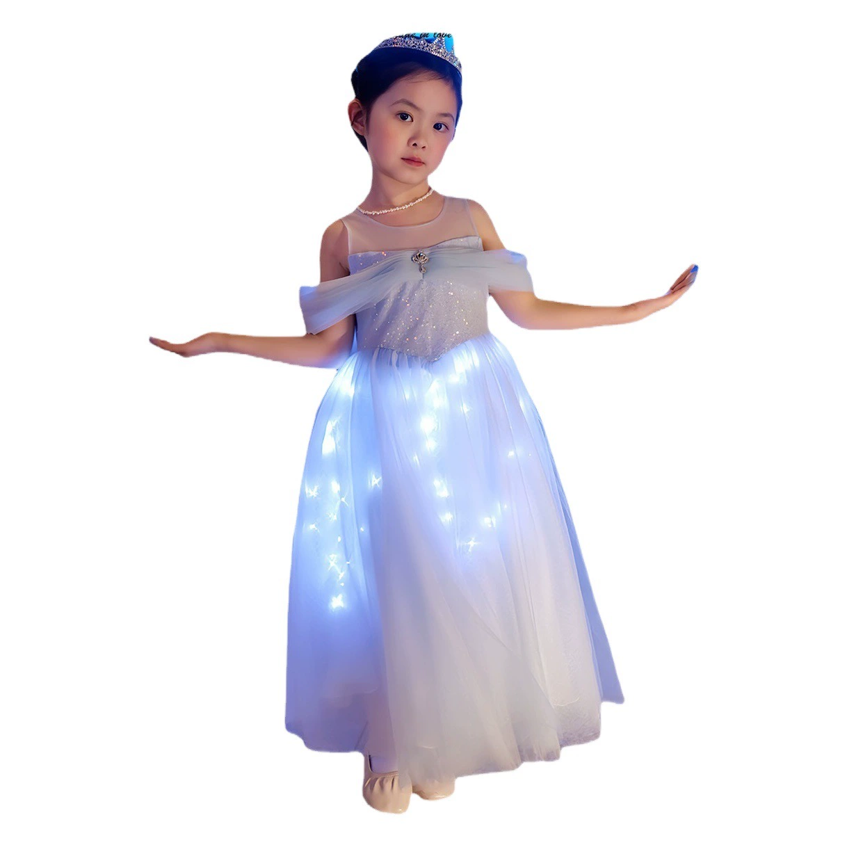 23 новых платья для девочек платье принцессы Аиша летнее платье для судна с легким и легким большим алмазным сосудом платье светится для выступления