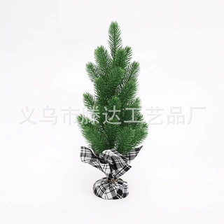 热销简约款迷你小型桌面窗台仿真绿植带黑白格底座圣诞装饰用品