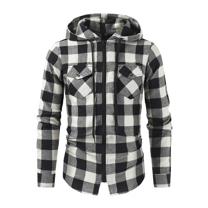 Men's Spring New Amazon Men's Plaid Hooded Shirt Long Sleeve Casual Jacket Hooded European Size Shirt Men's Spring New Amazon Men's Plaid Hooded Shirt Long Sleeve Casual Jacket Hooded European Size Shirt