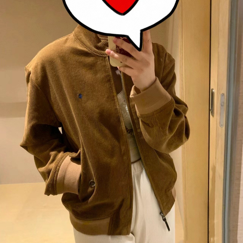 Rl Raff Autum New Pony Logo Embroidered Corduroy Jacket for Men and Women, Retro Old Money Style Jacket