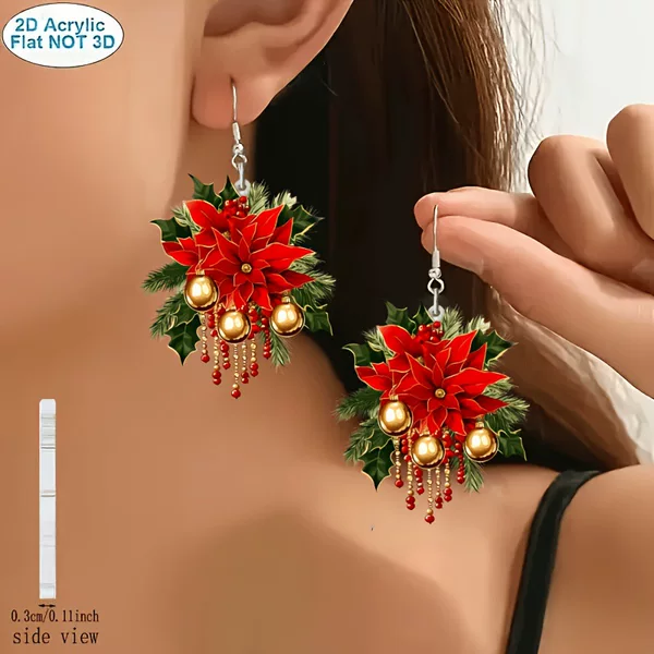 Cross-border Amazon best-selling gold-plated floral earrings, featuring exquisite and fashionable designs with a unique and stylish aesthetic, perfect for Christmas and holiday occasions