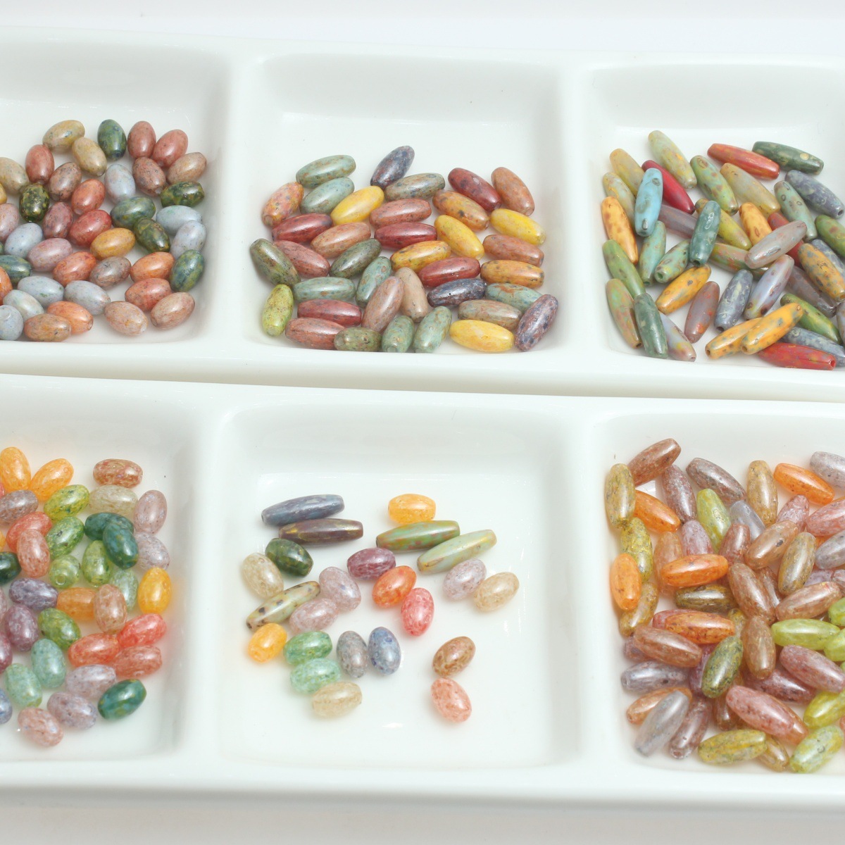 Factory Direct Sales Large, Medium, and Small Size Rice-Shaped Glass Crystal Beads Loose Beads DIY Creative Jewelry Semi-Finished Materials