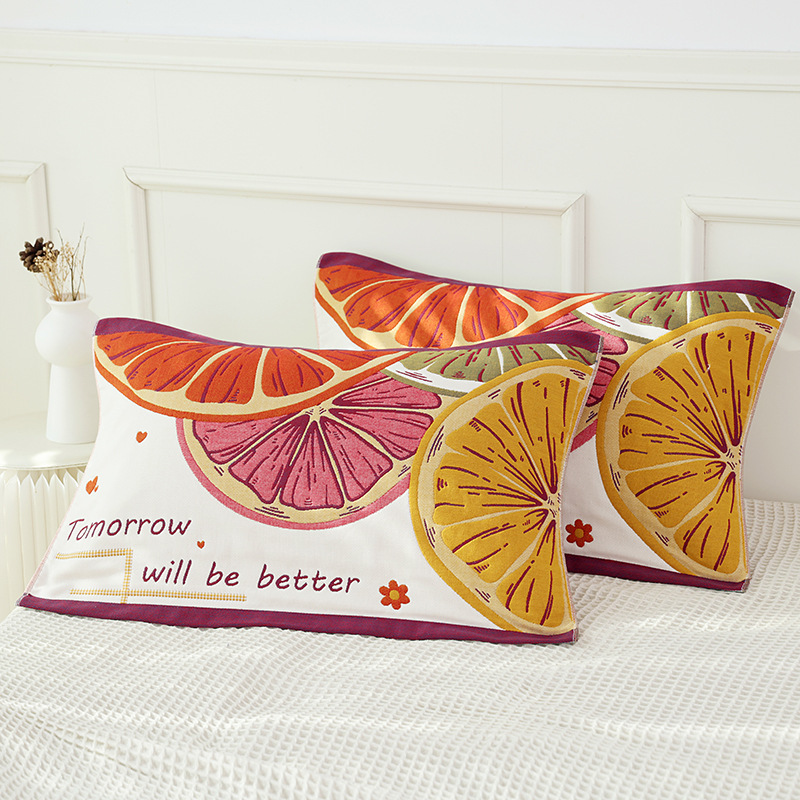 2025 New Cotton Cotton Thickened Eight-Layer Gauze Large Edition Flower Pillow Towel Pillow Dirty Pillow Headband Pair for Household