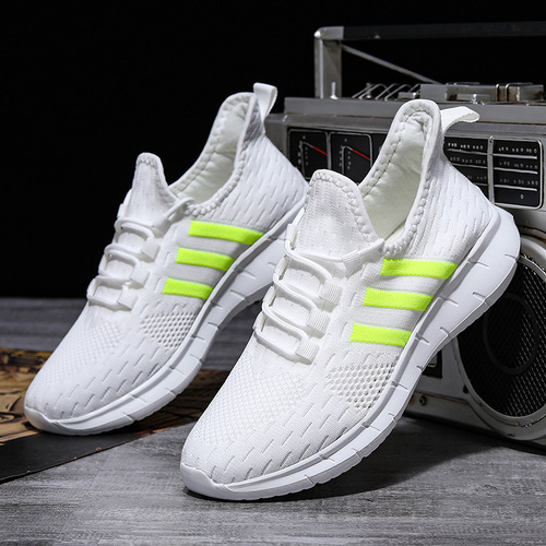 Ultra-light fly woven casual sports shoes for men summer single mesh men's shoes breathable mesh shoes youth running shoes