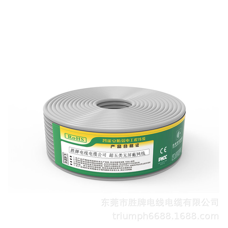 胜牌网线CAT5E-4*2*0.5无氧铜网络设备用线写字楼家装网线