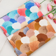 台湾厚棉布可爱彩色毛球线团印花面料手工口金包包面料纯棉仿棉麻