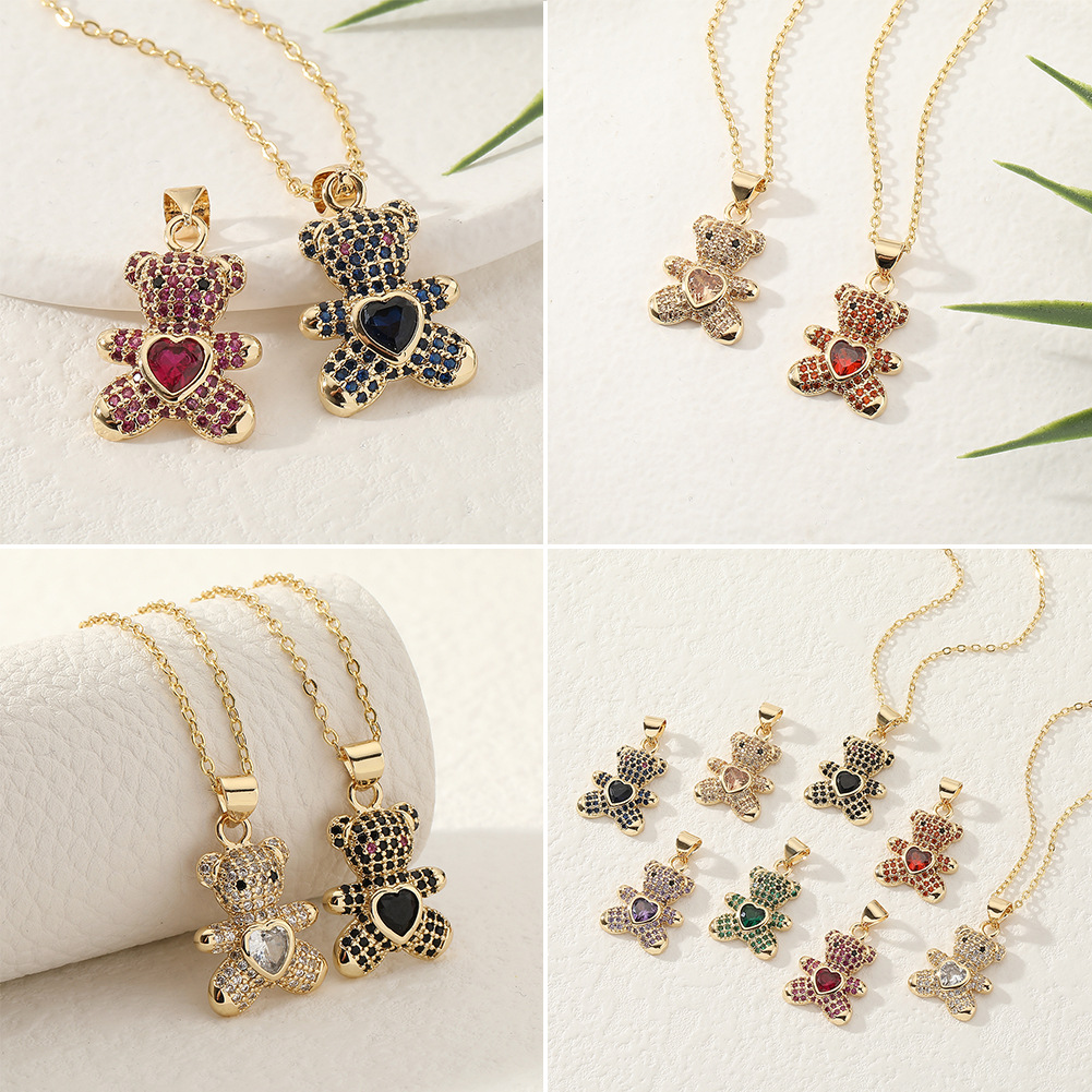 Fashion Animal Copper Inlay Zircon Necklace