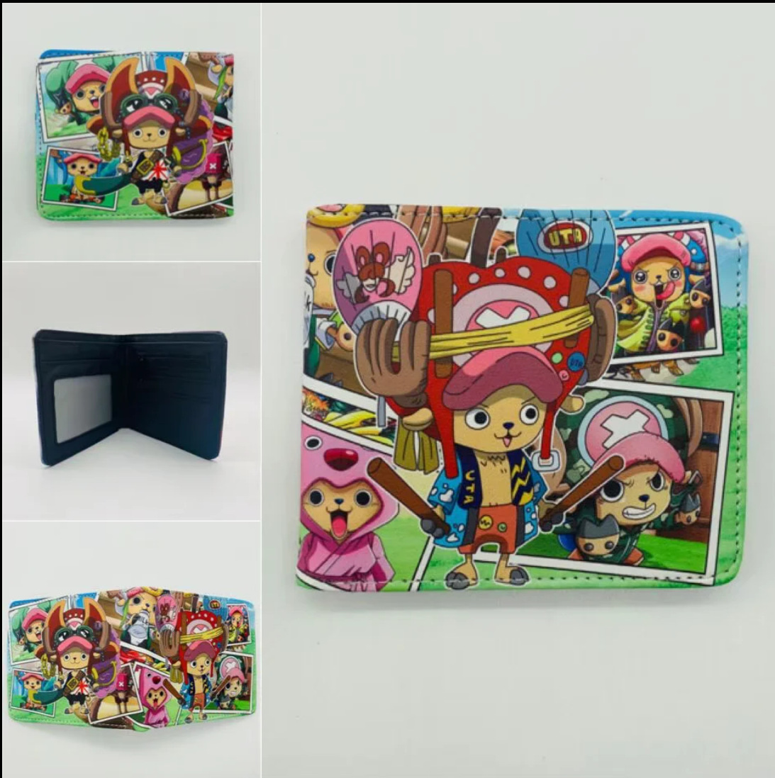 One Piece One Piece Cartera de dibujos animados japoneses Luffy Choba Solon plegable estudiantes PU cartera de cuero corta