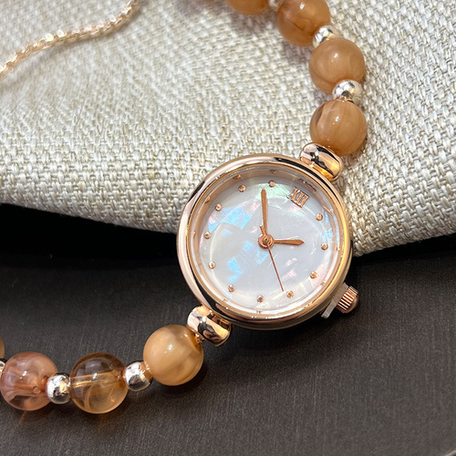 Cross-border new pearl bracelet women's quartz watch niche light luxury small dial pull-out adjustable watch hit