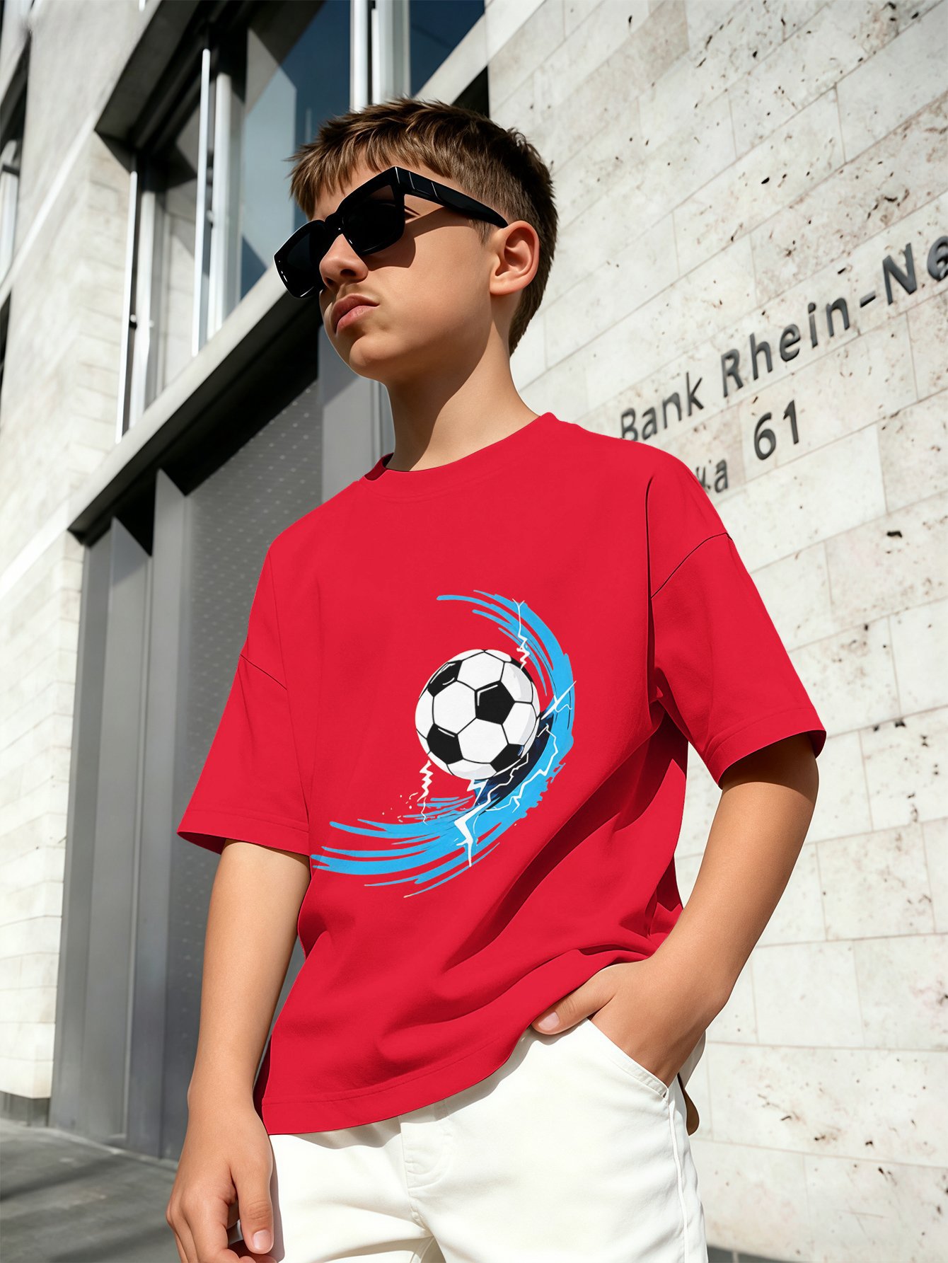 T-shirt för pojkar med 3d rymdraket tryck rund hals vit_voghion.com