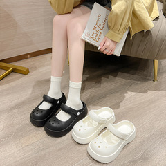 Factory Direct Sale Mary Jane Cute Toe Shoes Soft Comfortable Thick Bottom Holes Shoes Anti-Slip Indoor and Outdoor Slippers Women Summer 