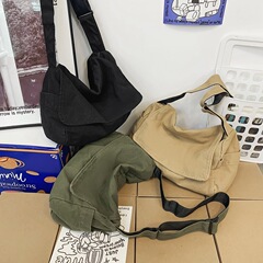 慵懒风水洗帆布包包女斜挎包女文艺范大学生上课包休闲单肩邮差包